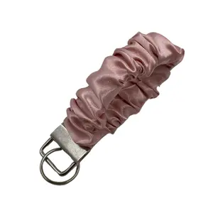 BALLET PINK SATIN Scrunchie Keychain - 7" Handmade Wristlet for Keys, IDs, and Hand Sanitizer - Soft Fabric, Ballet Pink Satin