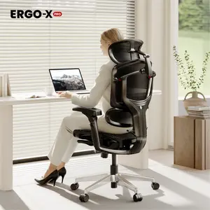 FLEXISPOT ErgoX-PRO Office Chair with Footrest - Home Office Furniture, 551 lbs Heavy Duty Ergonomic Adjustable Height Chair, Cloudtech Cushion or AeroWeave Mesh Seat, 5D Adaptive Lumbar, 7D Linkage Armrests, 4D Headrest for Gaming