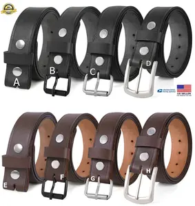 Snap on Genuine Leather Belt Strap Brown & Black 1.5" Wide One Piece Leather