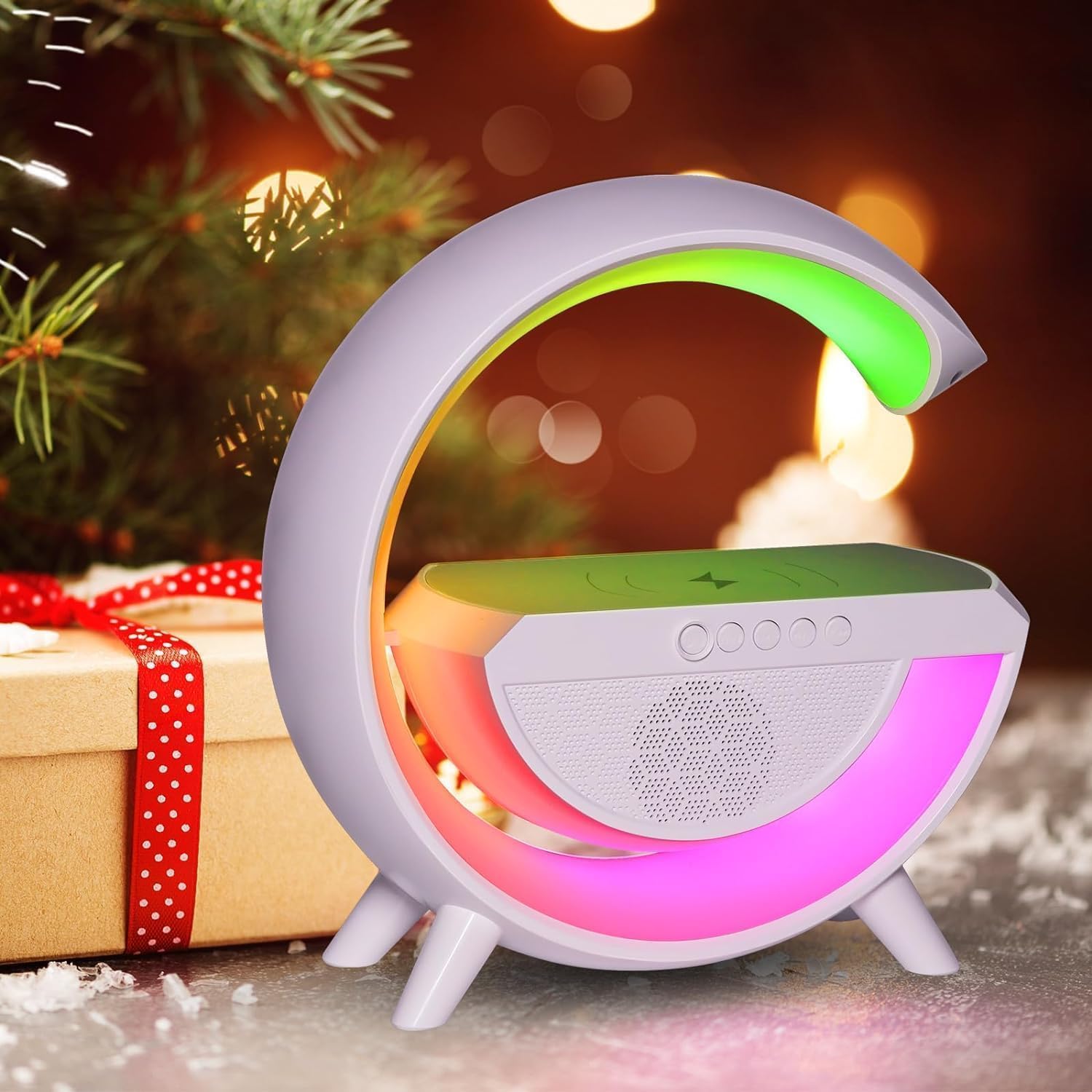 Multifunctional smart Bluetooth mini speaker, rhythm RGB lighting, ambient light compatible with smartphones, high-quality sound, an exquisite gift suitable for girlfriend and family, cool desktop decoration