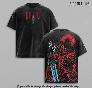 Igris Solo Leveling Shirt Blood Red Commander Igris Anime Vintage Washed Oversized Graphic Tee Shadow Army Knight Sung Jin Woo Anime Shirt