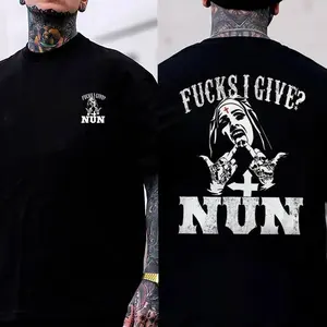 F@ck I Give Nun T-shirt - Double Sided Shirt, Unisex Shirt, Naughty Clothes Men, Menswear Classic, Classic Cotton Fabric, Cotton Fabric Menswear