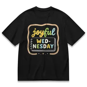 Joyful Wednesday Graphic T Shirt Cute Pastel Letter Print Casual Crewneck Tee Everyday Outfit Work School Weekend Gift for Women Men