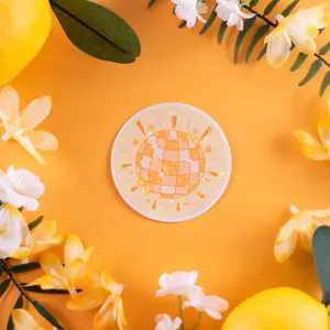 Orange Disco Ball Holographic Sticker