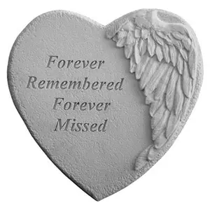 212 MAIN Winged Heart Memorial Cast Stone, 9x9 in Weatherproof Outdoor Wall Mount Decor - Forever Remembered