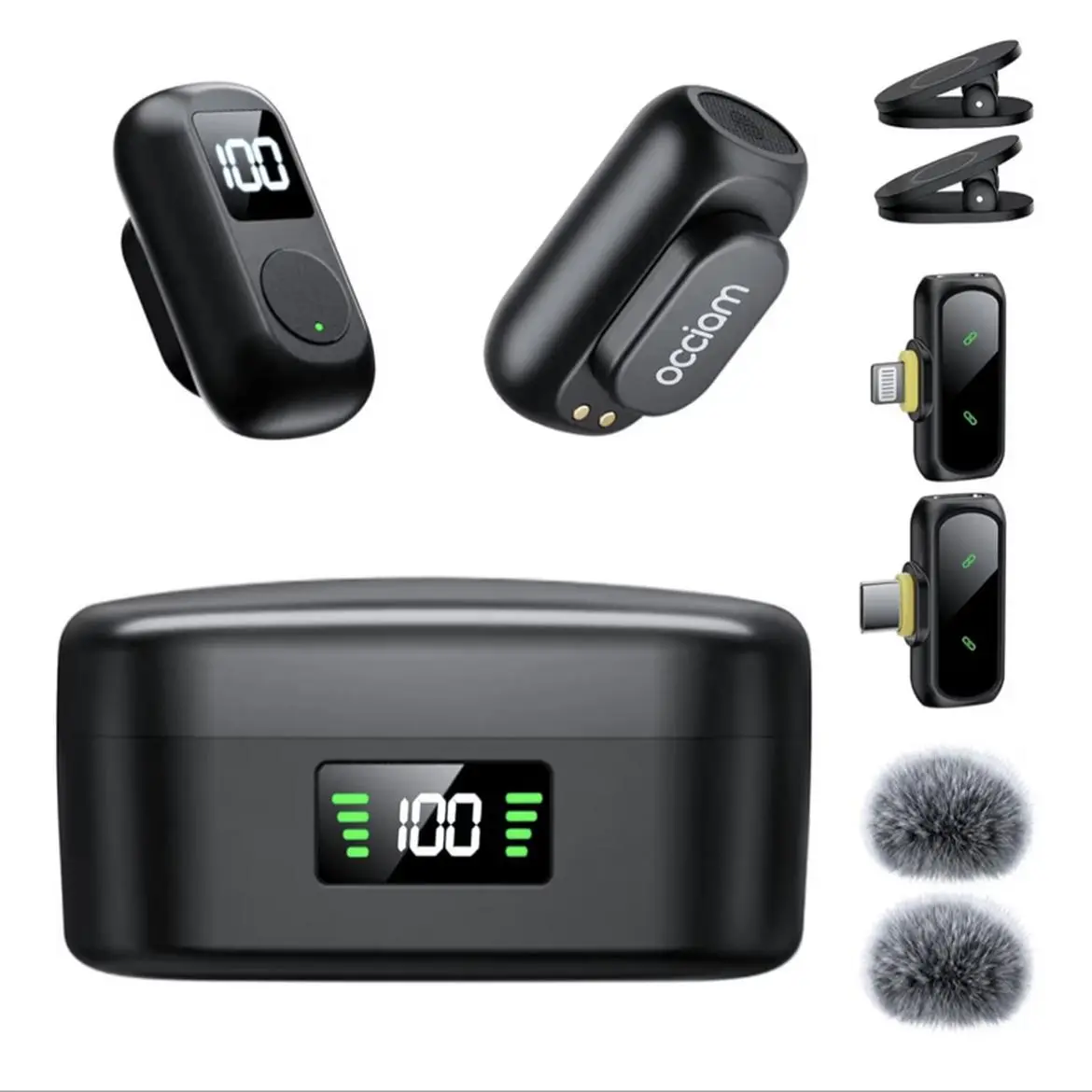 Wireless Lavalier Microphone Pro Kits Dual Lapel Mics with Charging Cases for Creators High-Quality Audio Recording