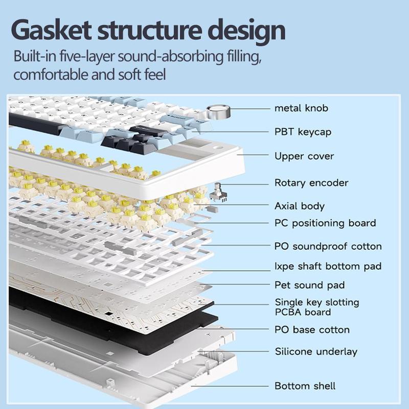 NEW Aula F75 MAX 75% Wireless Hot Swappable Mechanical Gaming Keyboard with RGB Backlighting Customizable Knob Five Layer Padding Bluetooth 5.0 2.4GHz USB-C, Compact, Gamer Keycaps