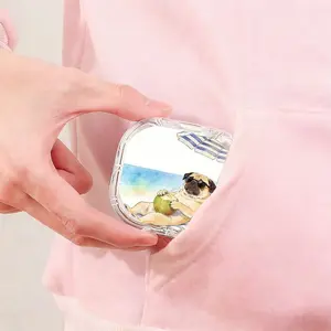 Pug on Beach Print Retainer Case, Summer Dog Orthodontic Storage Box, Portable Cute Case for Invisible Braces and Mouth Guards