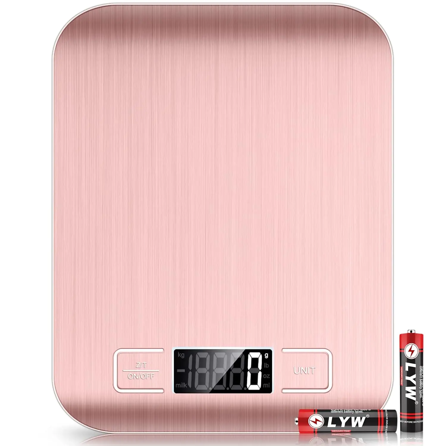 Mik-Nana Pink Digital Kitchen Scale, 10kg/22lb Capacity, 1g/0.1oz Precise Graduation, Easy-Clean Stainless Steel for Baking, Cooking