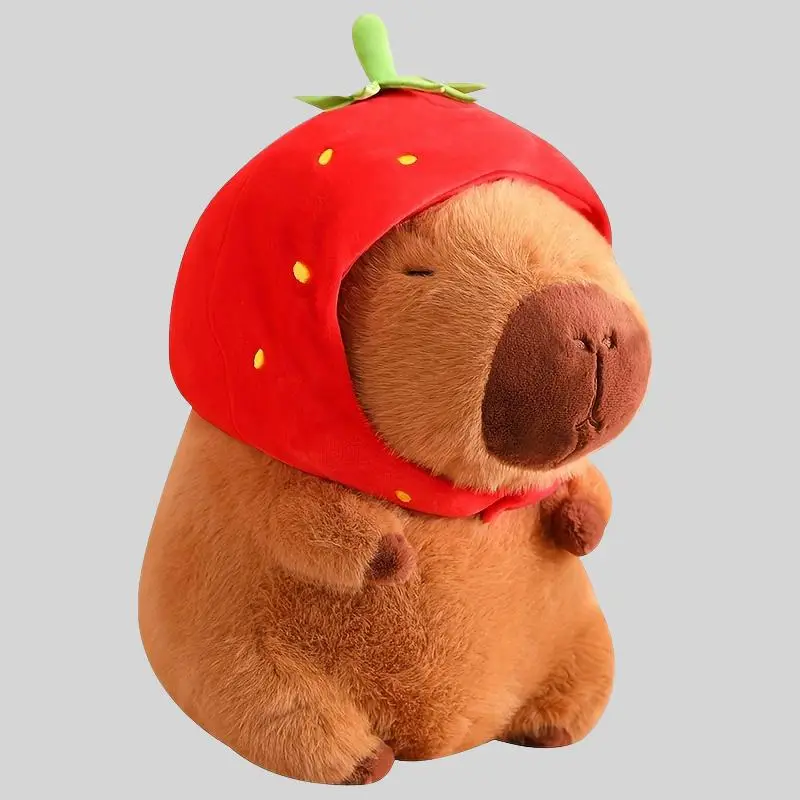 Strawberry Capybara Plush Toy, Cute Capybara Anime Fluffy Toy, Creative Birthday and Holiday Gift Options, Kids Toys, Gift for Her, Girl's Gift, Stuff