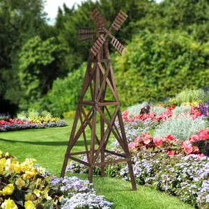 Winado Wood Wind Spinner, Sturdy Cross-Braced Windmill for All Weather, Outdoor Wind Mill for Garden, Patio, Lawn Decoration