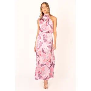 Amelia Halterneck Maxi Dress - Pink Floral