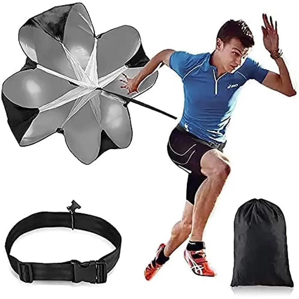 48-Inch Resistance Parachute for Soccer & Football, High Quality Waterproof Power Chute with Netting & 360° Rotation, Strength Training, Speed Training, Waist Belt, Sprint Training, 360-Degree Rotation