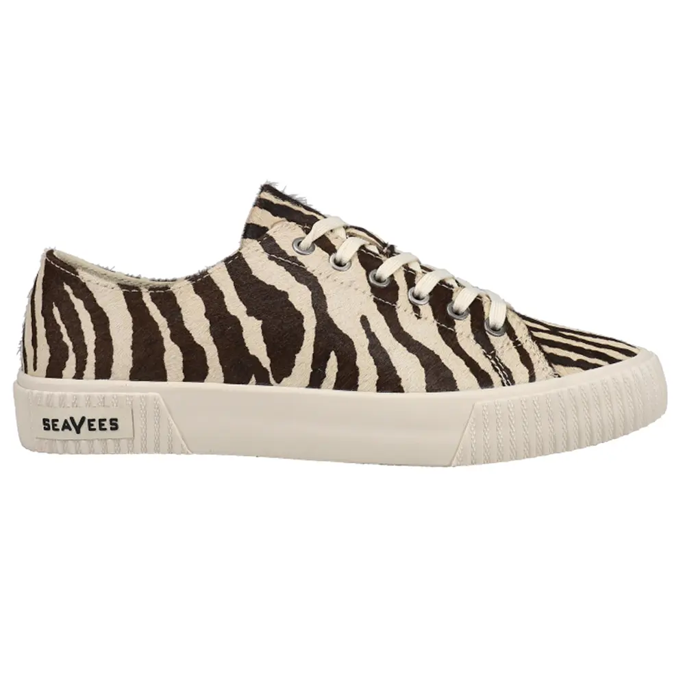 SeaVees Womens Darby Zebra Lace Up Sneakers Shoes Casual - Beige