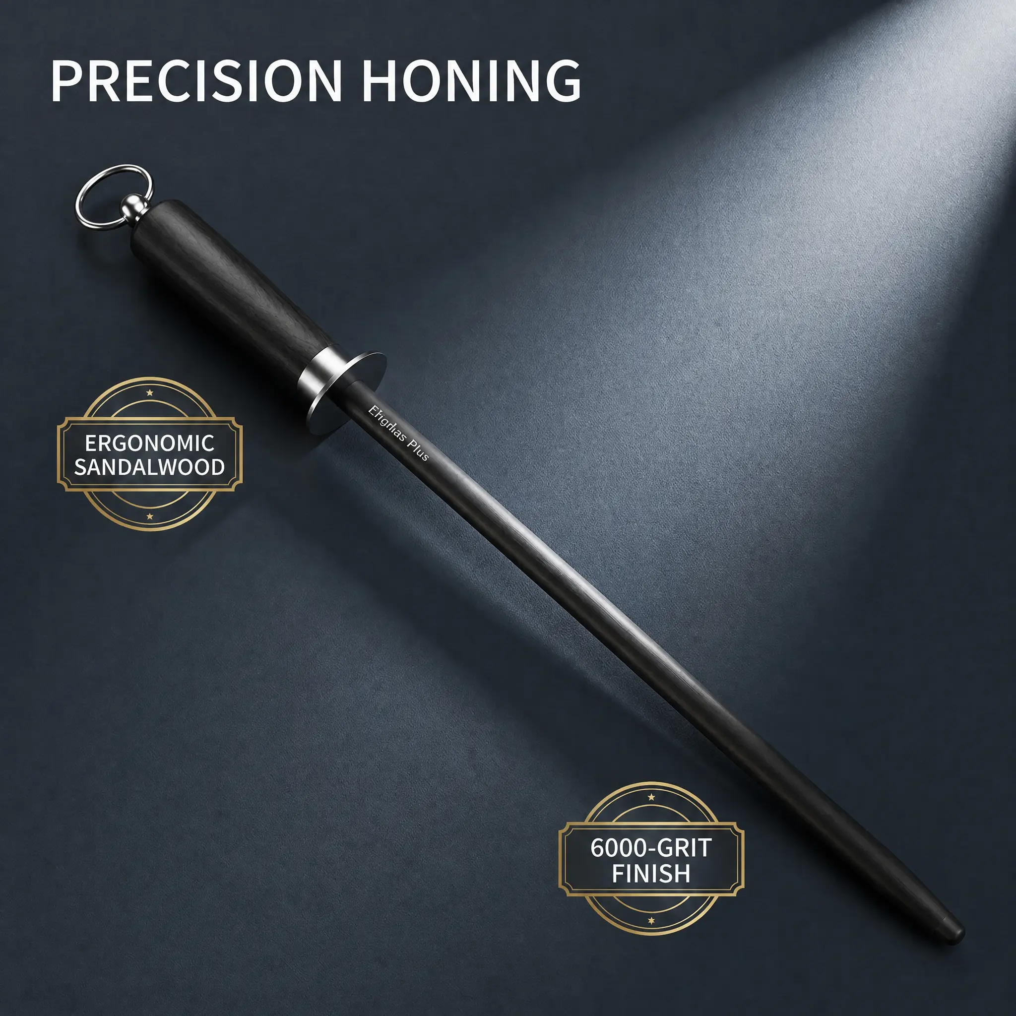 ELEPHAS PLUS 6000 Grit Fine Black Steel Knife Sharpening Stick — Household Tool for Precision Grinding, Polishing, and Blade Repair
