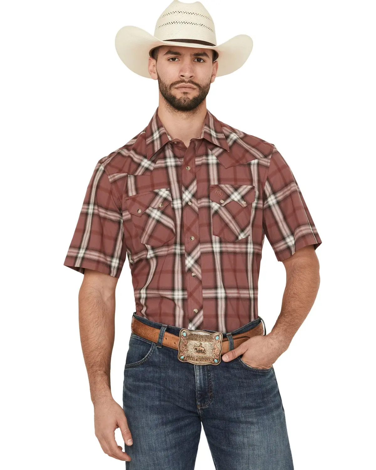 Wrangler Men's Retro Men'S Plaid Print Short Sleeve Snap Western Shirt - 112365893
