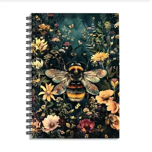 1 piece, 8.3*5.5 inches, diary and notebook, bee floral fantasy: honeycomb flower spiral notebook, easy to flip pages, college-sized notebook, ring-bound notepad planner for creative inspiration, suitable for work, school, office and home use