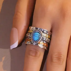 1PC wide synthetic zircon ring, featuring ethnic design and delicate patterns, suitable for personalized matching, collection, and gift giving