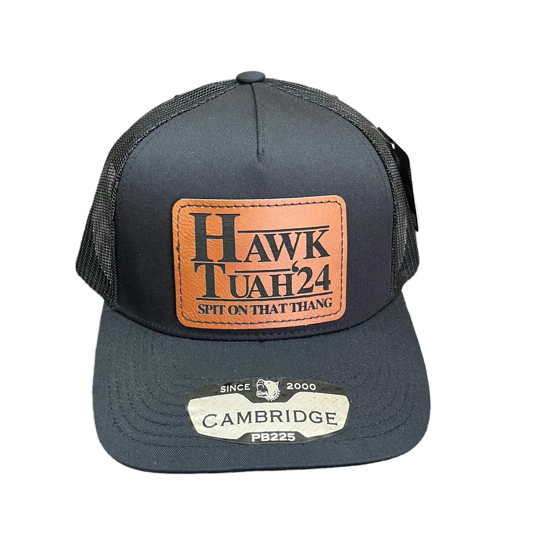 Hawk Tuah Spit On That Thang Trucker Hat With Leather Patch, Leather Patch Hat, Boyfriend Gift, Funny Gift For Boyfriend