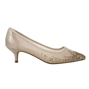 Nina Womens Sofie Metallic Pointed Toe Kitten Pumps Dress Casual Low Heel 1-2" - Gold