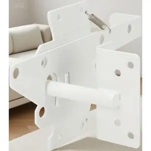 Self-Locking Gate Latch Hardware for Wooden Fence - Post Mount Automatic Lock - Secure Pool & Garden Gate Latch - Durable White Finish - Heavy Duty Gravity Door Latch for Vinyl & Metal Gates