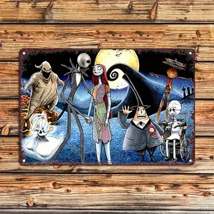 Nightmare Movie Theme Artistic Iron Print, 1pc UME Authorized Character Metal Poster Board, Vintage Wall Art, 7.87x11.81in Iron Construction Wall Decoration for Living Room, Office