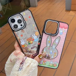 Miffy mirror phone case suitable for iPhone 13-15 Promax full range ins cartoon all inclusive border drop dust protection cover
