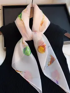 Colorful Silk Scarf for Women, 100% Mulberry Silk, Soft and Lightweight Square Scarf, 25.59 Inches, Fashionable and Comfortable, Perfect for All Occasions