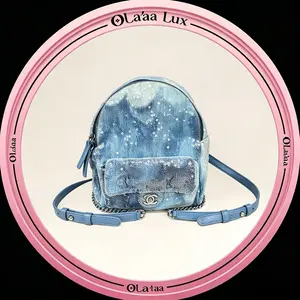 Pre-owned CHANEL OCEAN BLUE SEQUIN MINI BACKPACK C19497387141
