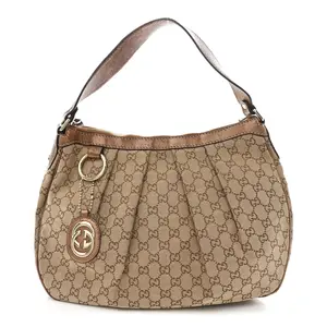 Pre-owned GUCCI Canvas Shoulder Bags Monogram Medium Sukey Tote Brown