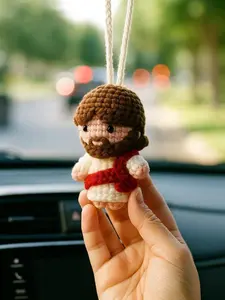 Handmade Jesus Car Mirror Hanging Ornament, Unique Auto Accessory, Perfect Gift for Birthdays & Holidays, Personalize Your Vehicle Decor, Car Hanging Decoration