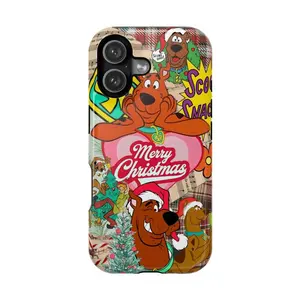 Cute Scooby Doo Christmas Phone Case, Merry Xmas Pastel Cartoon Protective Cover, Compatible with iPhone 11-17 Pro Max/Plus and Samsung Galaxy S23-25
