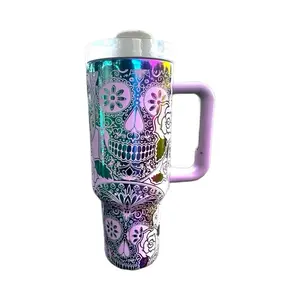 Sugar Skull Tumbler - Decorative Tumbler with Unique Design for Drinking and Gifting - Bottle, Drinkware