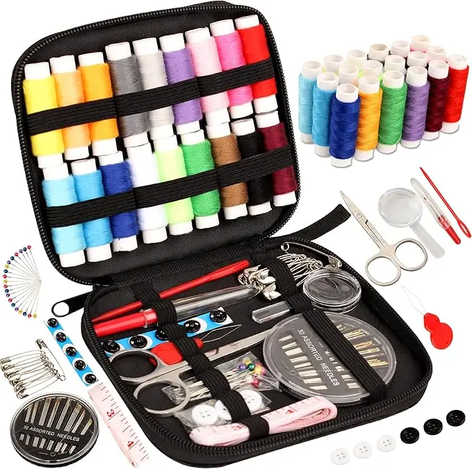 Sewing Kit Basic, Needle and Thread Kit with Sewing Supplies and Accessories for Adults, Kids,Beginner, Home, Travel, Emergency Including Scissors, Measure Tape, Needle Threader and More