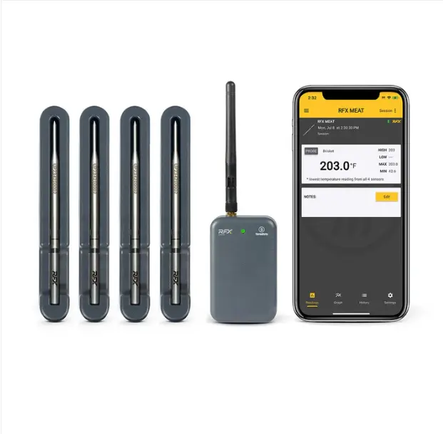 ThermoWorks RFX 4 Probe Wireless Meat Thermometer Starter Kit Smart Digital Temperature Monitor for BBQ Cooking