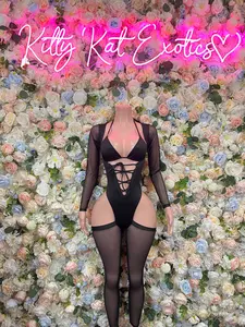 Bottlegirl Black Bodysuit  - One Piece Bartender Outfit, EDM Dancewear, Party Clubwear
