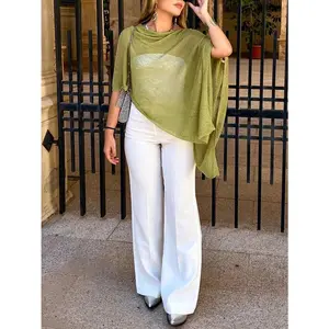 Fashionable & Elegant Loose Knitted Shawl Cardigan, Lightweight & Breathable, Oversized Design, Suitable For Women, Spring/Summer Casual Wear, Leisure Travel, Beach, Versatile