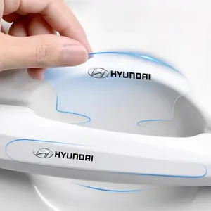 8pcs Car Emblem Door Handle Protector Stickers Protection Film Accessories For Hyundai Palisade Bayon Tucson Inster NEXO Creta i30 i20 i10 Grandeur IONIQ Elantra Sonata SantaFe KONA HB20 Car Decals, Decal for cars