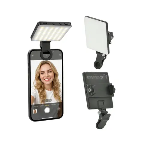 Professional Rechargeable Durable Plastic ABS LED Ring Light Selfie Accessory - Mobile Phone/Laptop Webcam Mount, 3 Light Modes, 1200mAh Polymer Battery, USB Charging, 3H Usage Time, Portable Fill Tool for Phone Videography