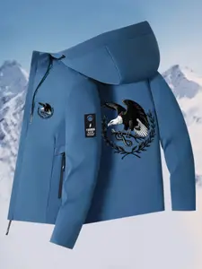 Spring Autumn New Couple Windbreaker, Eagle Snake Print, All-Season Outdoor Jacket, Long Sleeve Fitted Coat, Men's Women's Fashion