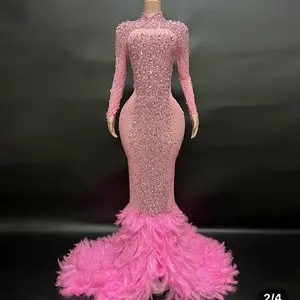 Long sleeve feathers dress