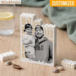 [MADE IN US] Personalized Dad Photo Building Block, Fathers Day Gifts For Husband, Bricks Puzzle Gift for Him and Kid, Daddy Gift from Kid, Best Dad Ever