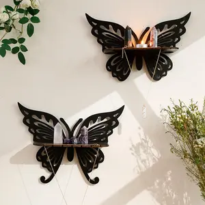 Butterfly Design Wall Mounted Shelf, 1 Count Hollow Out Wall Mounted Storage Rack, Wall Mounted Organizer, Home Decor for Living Room, Bedroom, Office