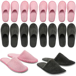 10 Pairs Washable House Slippers for Guests Open Toe Spa Slippers Women Men Soft Disposable Cotton Linen Hotel Bulk Non Slip Breathable for Indoor Travel Bedroom Party(Pink, Gray)