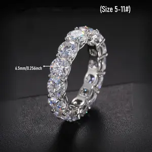 Moissanite Row Ring 925 Sterling Silver Wedding Band Rings for Women Wedding Rings for Women, Eternity Band, Classic Style Men's Women's Fashion Stacking Band Ring Engagement, Christmas Thanksgiving Gifts for Couple Women Men prawn  ring bamboo  rings