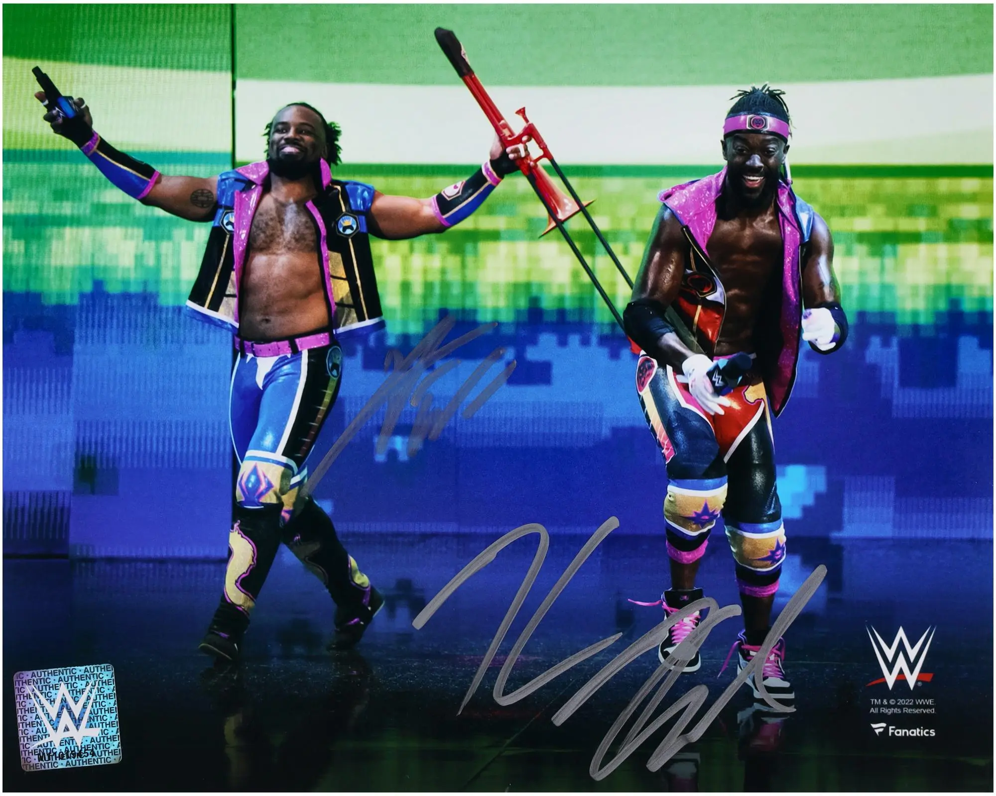 Kofi Kingston and Xavier Woods WWE Autographed 8" x 10" Entrance Photograph - Fanatics Authentic Certified