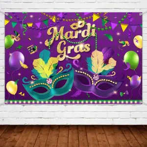 2D Flat Banner 1pc, Mardi Gras Decorations, Backdrop Banner, Dancing Party Banner, Photo Booth Prop, Birthday Bachelorette Decor