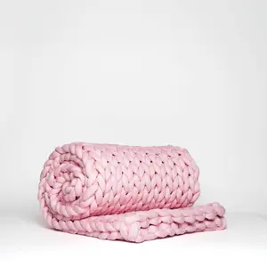 Breathable Heavy Knit Weighted Blanket - 10 Lbs - Kawaii Original (Color Pink)