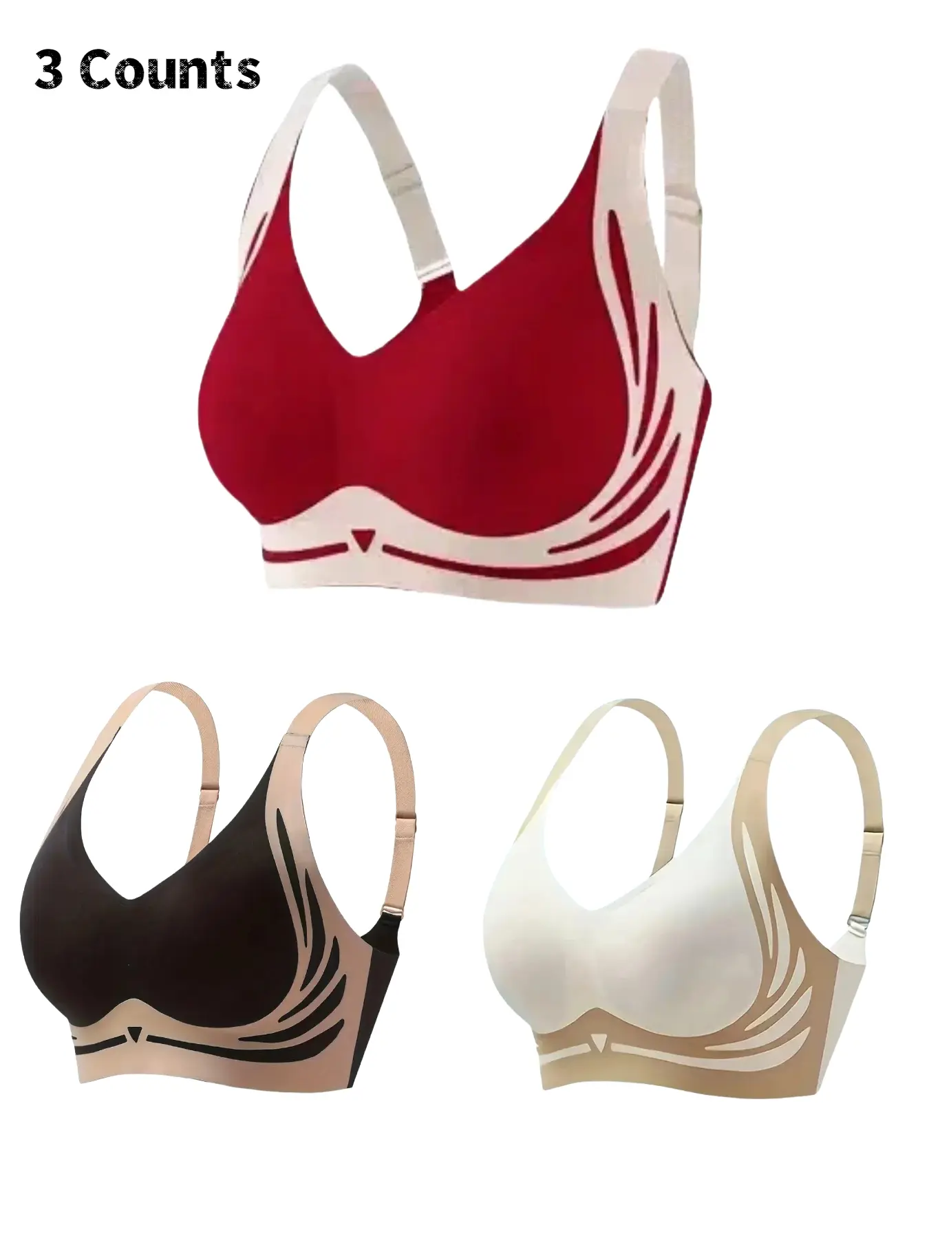 Women's Color Block Bra, Minkmalist Comfortable Push Up Bra,Underwear for Women,Softness Underwear forAll Seasons, Bras for Women, Womenswear,Adjustable Wirefree Bra, Wireless Compression Bras,Wireless Padded Bras,Breathable Comfy Fit Bra
