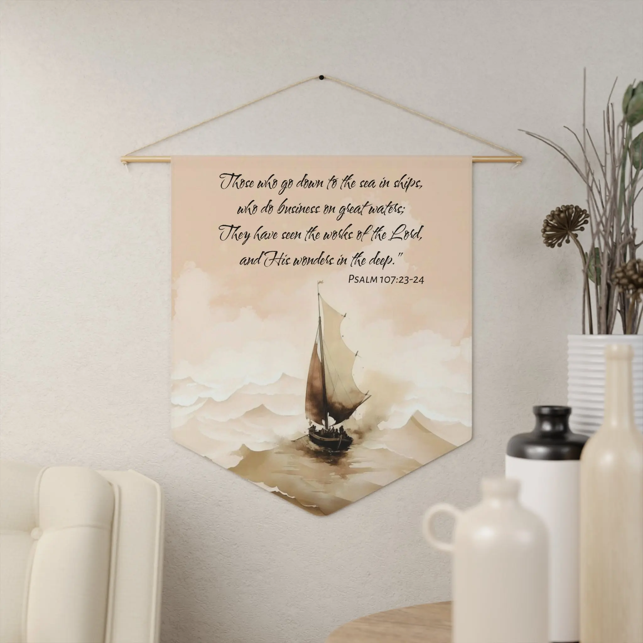 They That Go Down to the Sea | Psalm 107:23–24 Wall Pennant